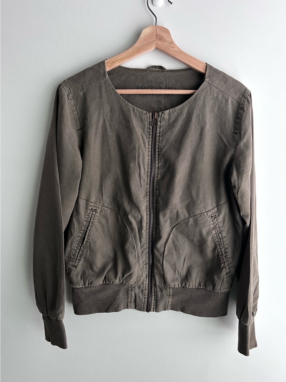 Roots Olive Green Women’s Zip Bomber Jacket